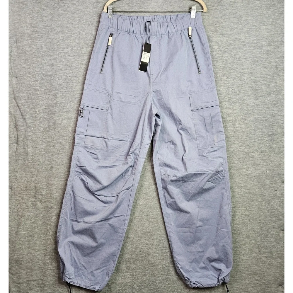 True Religion Mens Cargo Parachute Pants Lavender Wide Leg Utility Size M NWT